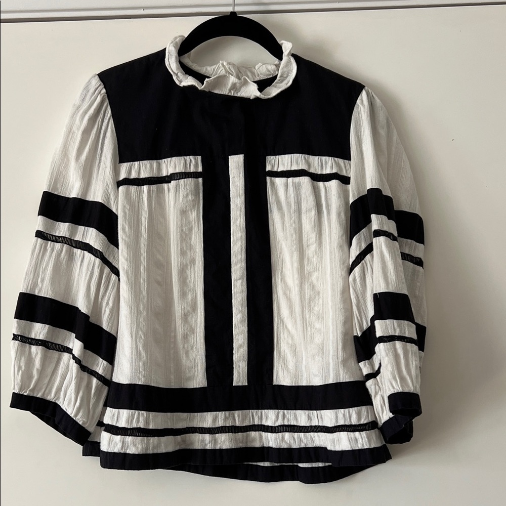 Isabel Marant Etoile Black and White Boho Top